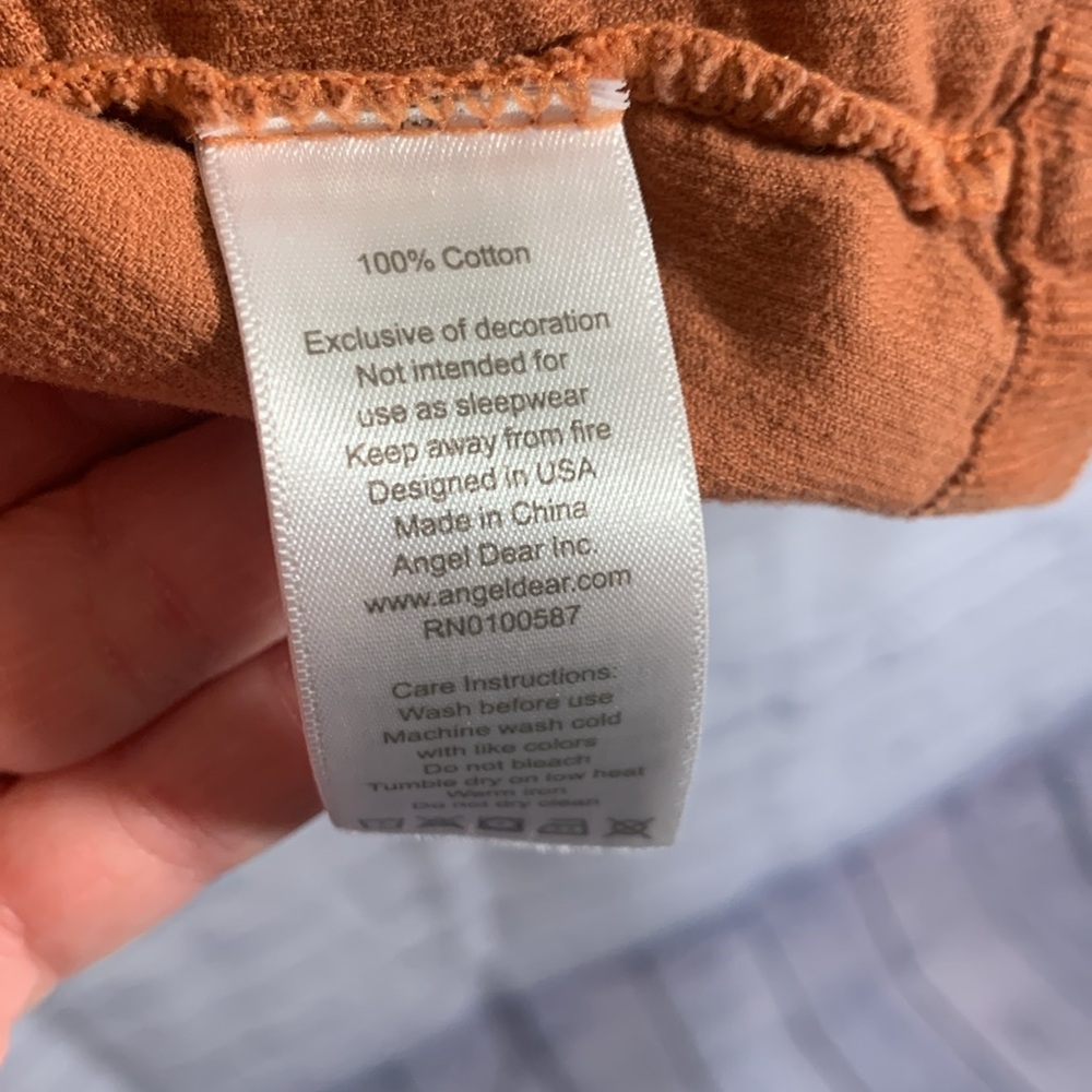 Angel Dear Cotton Corduroy Jumper Tan Rust Minimalist Cottagecore Size 12-18M - Picture 8 of 8